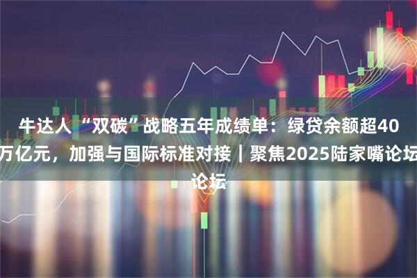 牛达人 “双碳”战略五年成绩单：绿贷余额超40万亿元，加强与国际标准对接｜聚焦2025陆家嘴论坛